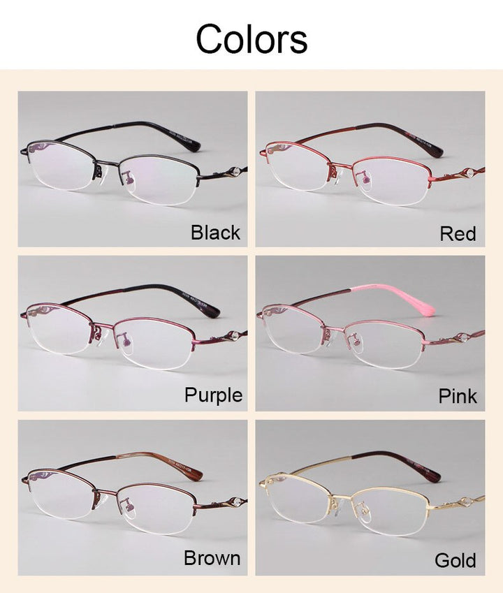 Hotochki Women's Semi Rim Alloy Frame Reading Glasses 3039 Reading Glasses Hotochki