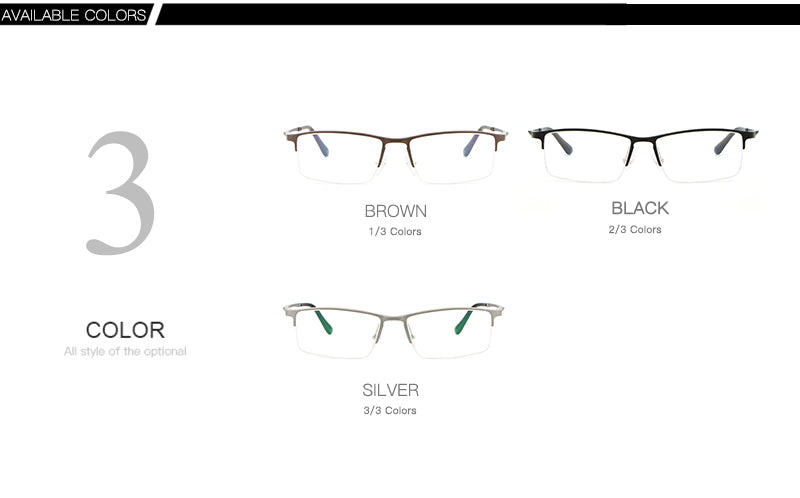 Hdcrafter Men's Semi Rim Rectangular Alloy Frame Eyeglasses Lp6263 Semi Rim Hdcrafter Eyeglasses