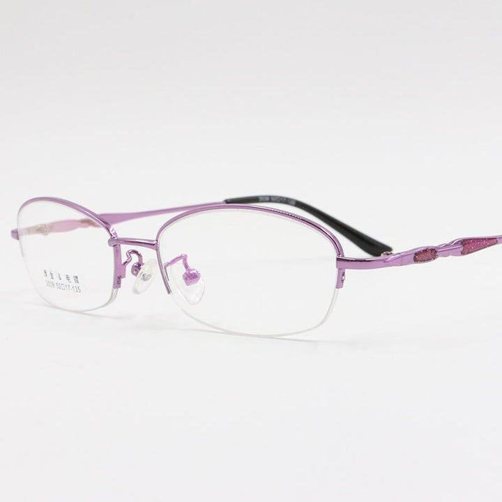 Women's Alloy Frame Semi Rim Eyeglasses 2039 Semi Rim Bclear Purple