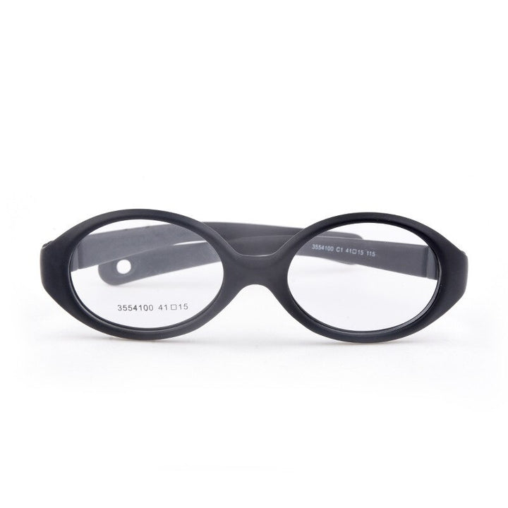 Unisex Children's Oval Titanium Plastic Framed Eyeglasses Frame Brightzone C1 black  
