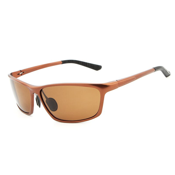 Hdcrafter Men's Full Rim Aluminum Magnesium Rectangle Frame Polarized Sunglasses L2179 Sunglasses HdCrafter Sunglasses tea