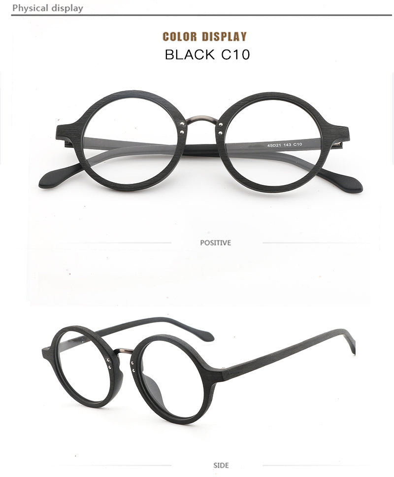 Hdcrafter Unisex Full Rim Round Wood Frame Eyeglasses Lhb028 Full Rim Hdcrafter Eyeglasses
