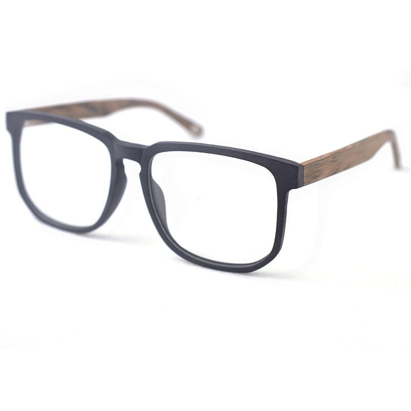 Hdcrafter Unisex Oversized Square Round Wood Frame Eyeglasses Ps5104 Full Rim Hdcrafter Eyeglasses