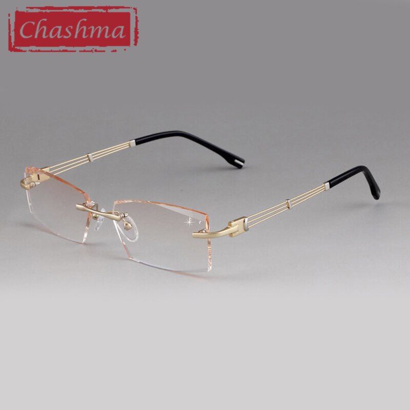 Chashma Men's Rimless Square Alloy Eyeglasses 58128 Rimless Chashma