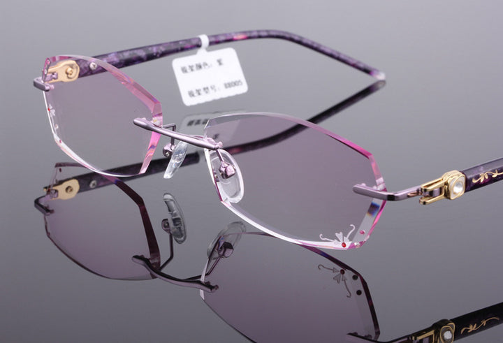 Reven Jate Unisex Rimless Rectangle Titanium Eyeglasses 88005 Rimless Reven Jate