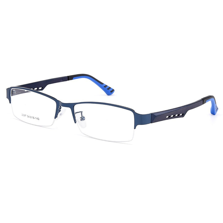 Gmei Men's Semi Rim Square Tr 90 Titanium Alloy Eyeglasses Y2387 Semi Rim Gmei Optical