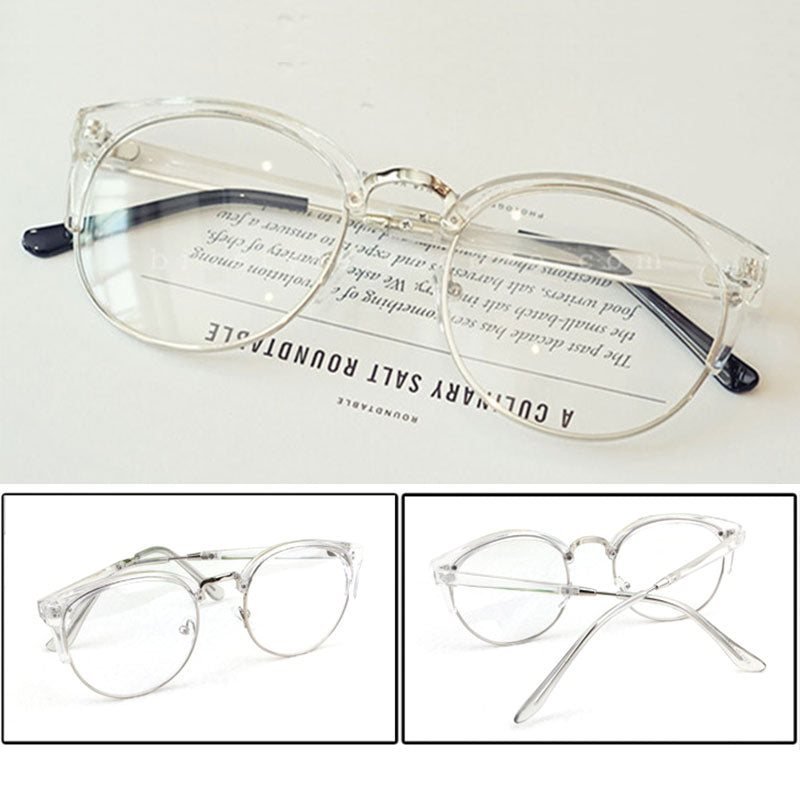 Hotochki Women's Semi Rim Cat Eye Plastic Metal Frame Eyeglasses 322 Semi Rim Hotochki