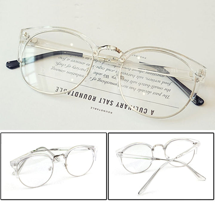 Hotochki Women's Semi Rim Cat Eye Plastic Metal Frame Eyeglasses 322 Semi Rim Hotochki
