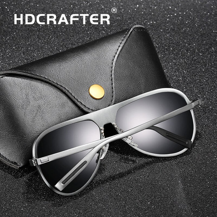 Hdcrafter Men's Full Rim Aluminum Magnesium Round Frame Polarized Sunglasses G9828 Sunglasses HdCrafter Sunglasses
