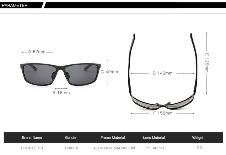 Hdcrafter Men's Full Rim Aluminum Magnesium Rectangle Frame Polarized Sunglasses L2179 Sunglasses HdCrafter Sunglasses