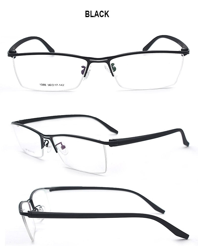 Hotochki Men's Semi Rim Acetate Alloy Frame Eyeglasses 1088 Semi Rim Hotochki