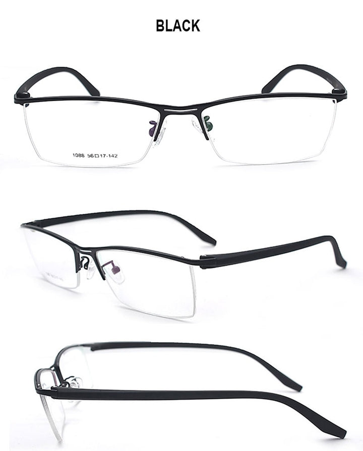 Hotochki Men's Semi Rim Acetate Alloy Frame Eyeglasses 1088 Semi Rim Hotochki