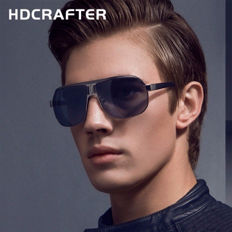 Hdcrafter Men's Full Rim Alloy Rectangle Frame Polarized Sunglasses Le028 Sunglasses HdCrafter Sunglasses   