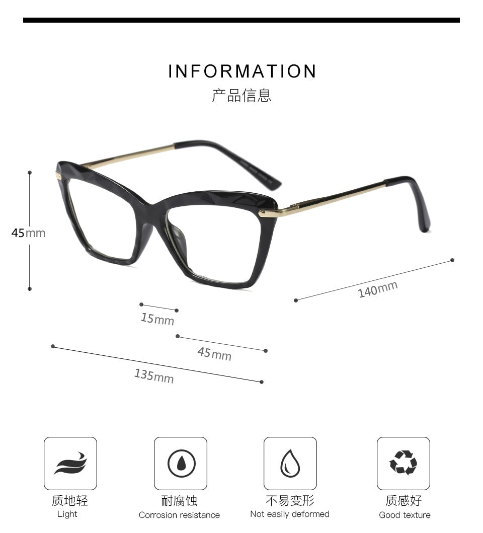 Women's Full Rim Cat Eye Acetate Frame Eyeglasses 97533 Full Rim Bclear