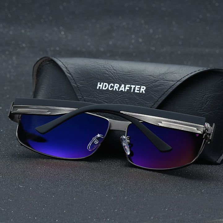 Hdcrafter Men's Full Rim Rectangle Alloy Frame Polarized Sunglasses Le007 Sunglasses HdCrafter Sunglasses