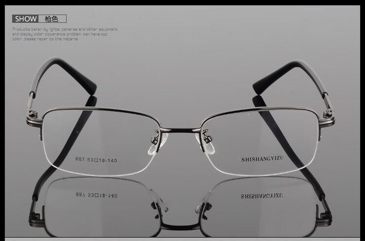 Bclear Men's Semi Rim Eyeglasses Alloy Square S887 Semi Rim Bclear