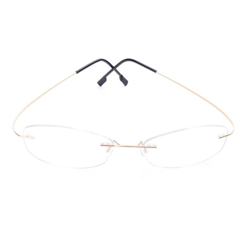Handoer Unisex Rimless Customized Shaped Lenses 865 Titanium Eyeglasses Rimless Handoer Gold