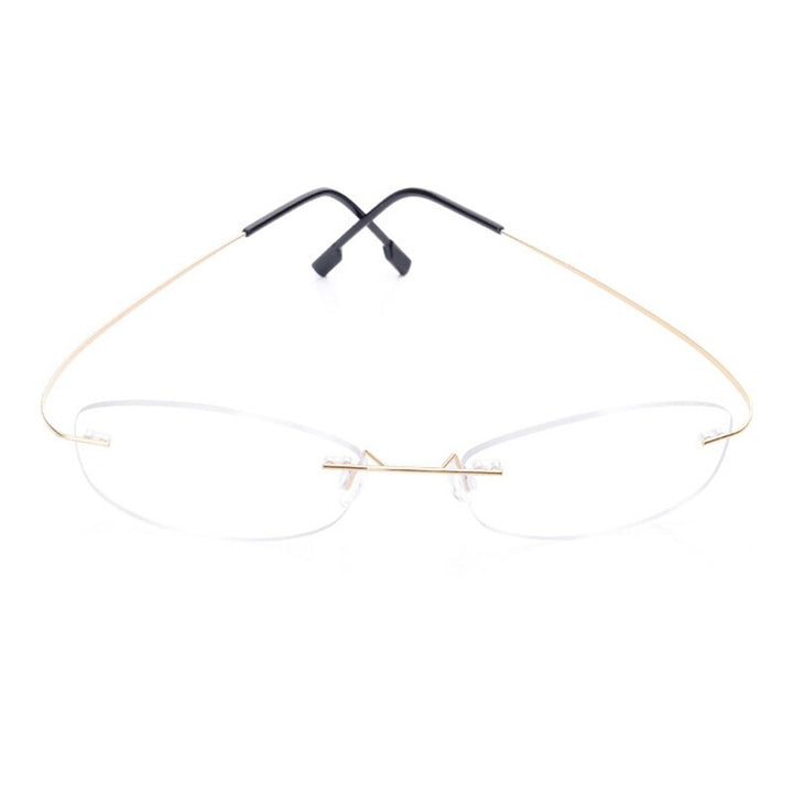 Handoer Unisex Rimless Customized Shaped Lenses 865 Titanium Eyeglasses Rimless Handoer Gold