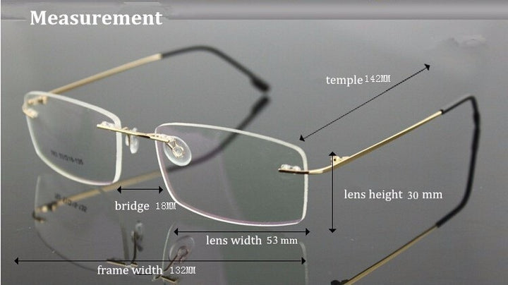 Chashma Ottica Unisex Rimless Rectangle Titanium Alloy Eyeglasses 763 Rimless Chashma Ottica