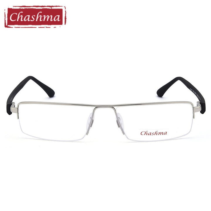 Chashma Men's Semi Rim Square Big Titanium Alloy Tr 90 Eyeglasses 8157 Semi Rim Chashma