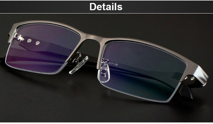 Hotochki Men's Full/Semi Rim Rectangular IP Electroplated Alloy Frame Eyeglasses Semi Rim Hotochki
