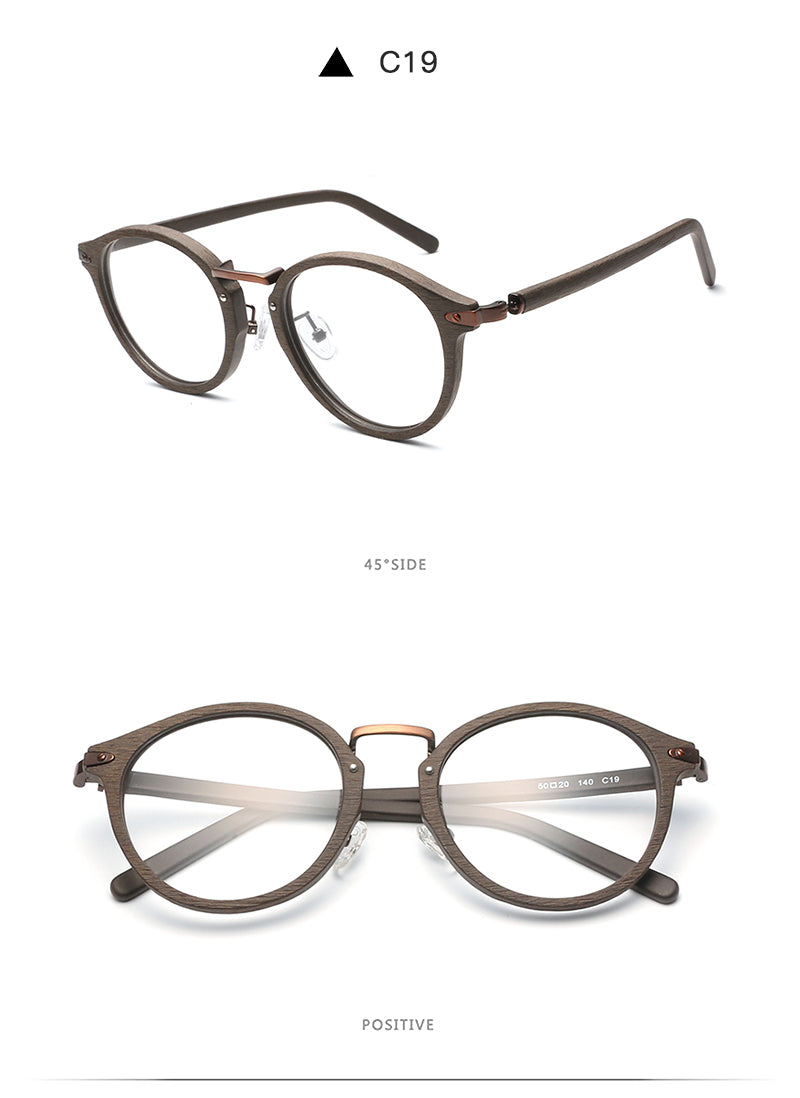Hdcrafter Unisex Full Round Rim Wood Alloy Eyeglasses Bc06 Full Rim Hdcrafter Eyeglasses