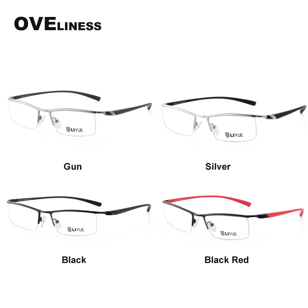 Oveliness Men's Semi Rim Square Alloy Eyeglasses 8199 Semi Rim Oveliness