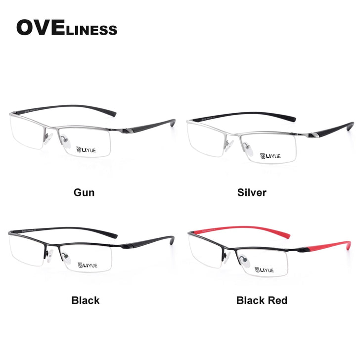 Oveliness Men's Semi Rim Square Alloy Eyeglasses 8199 Semi Rim Oveliness