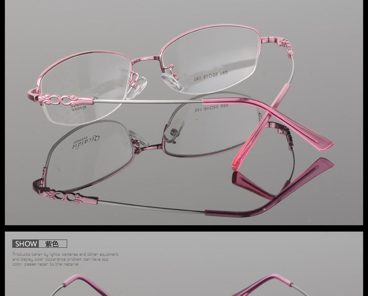 Women's Alloy Frame Half Rim Eyeglasses 886 Semi Rim Bclear