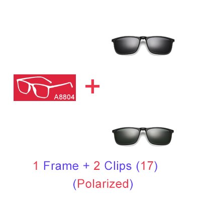 Ralferty Unisex Full Rim Square Eyeglasses With Clip On Sunglasses A8804 With Clip Ons Ralferty 1 Frame 2 Clips 17 Blue Frame