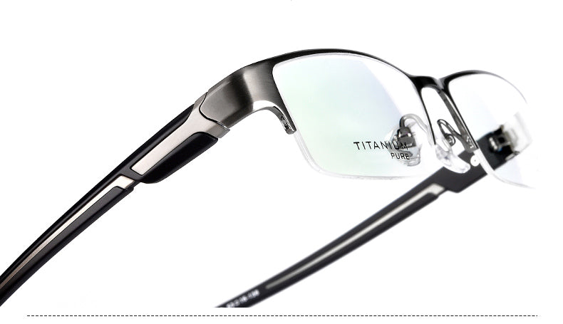 Reven Jate Men's Semi Rim Rectangle Titanium Eyeglasses L266 Semi Rim Reven Jate