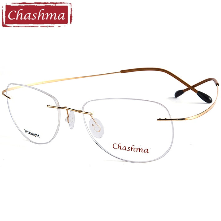 Chashma Men's Rimless Square Titanium Eyeglasses 6009 Rimless Chashma Gold