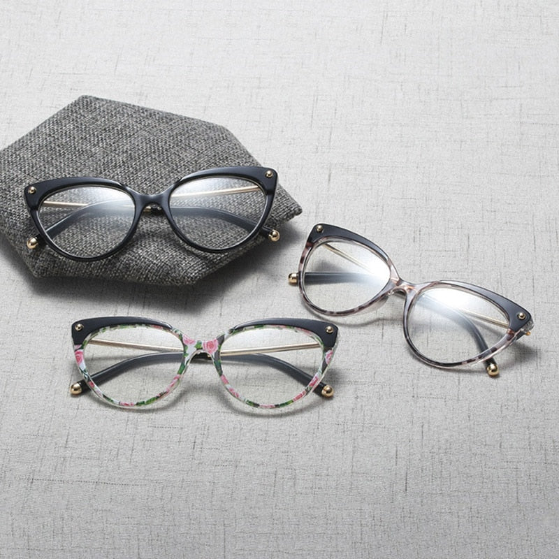 Hotony Women's Full Rim Cat Eye Acetate Frame Eyeglasses 93308 Full Rim Hotony