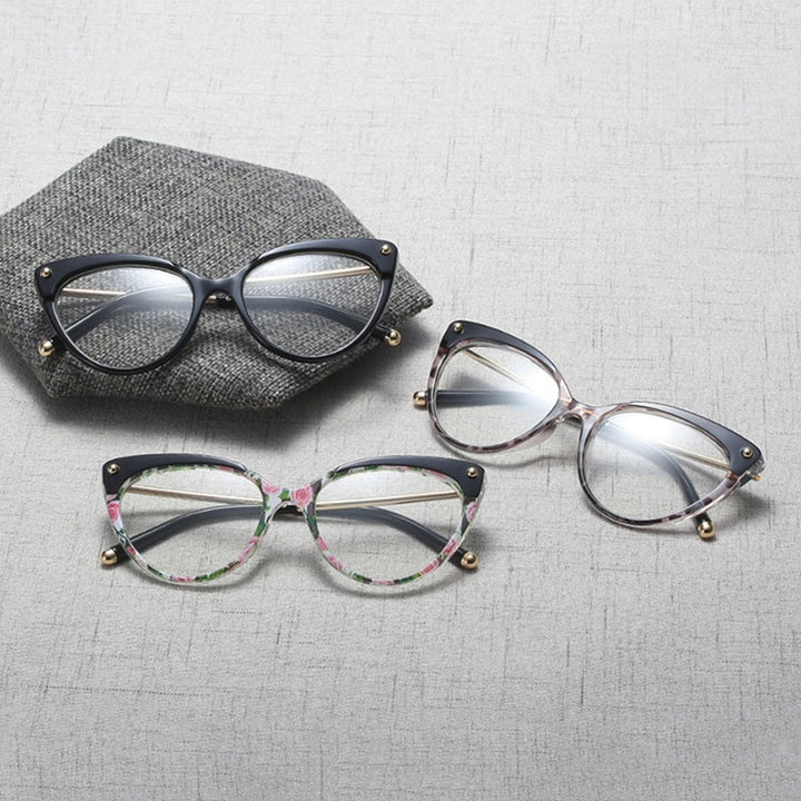 Hotony Women's Full Rim Cat Eye Acetate Frame Eyeglasses 93308 Full Rim Hotony