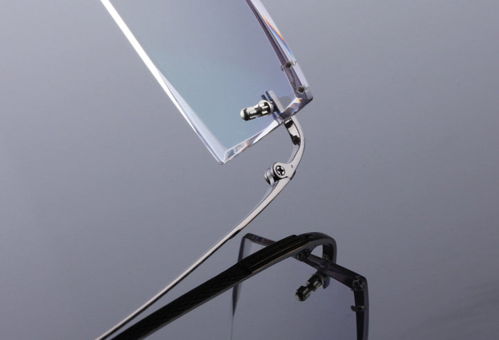 Reven Jate 5904 Titanium Rimless Diamond Cutting Man Glasses Frame Eyeglasses (Black) Rimless Reven Jate