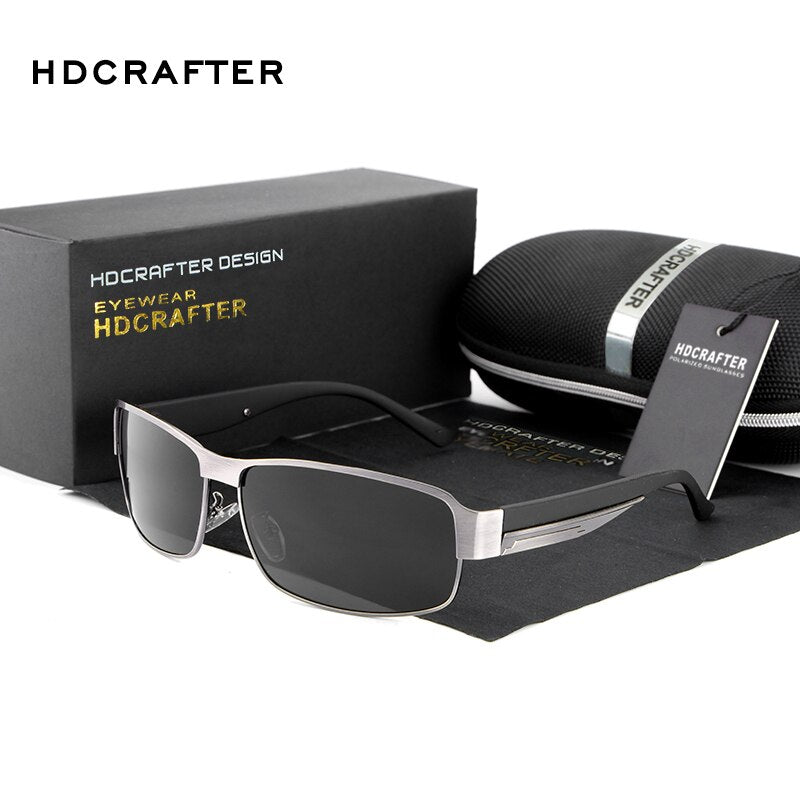 Hdcrafter Men's Full Rim Rectangle Alloy Frame Polarized Sunglasses Le007 Sunglasses HdCrafter Sunglasses