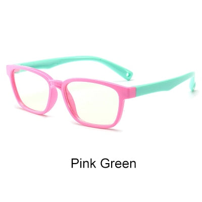 Ralferty Kids Square Eyeglasses Anti-blue Light TR90 Flexible M8140 Full Rim Ralferty Pink Green