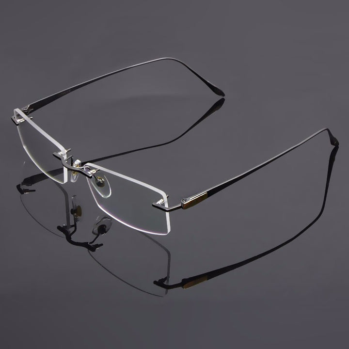 Reven Jate Unisex Rimless Square Titanium Eyeglasses 8047 Rimless Reven Jate