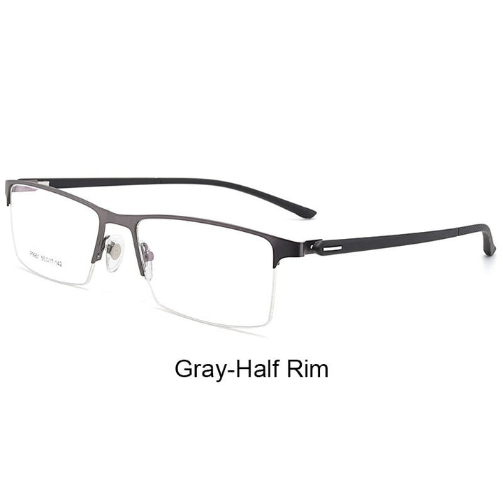 Hotochki Men's IP Electroplated Alloy Full/Semi Rim Frame Eyeglasses P9960 Semi Rim Hotochki GraySemiRim