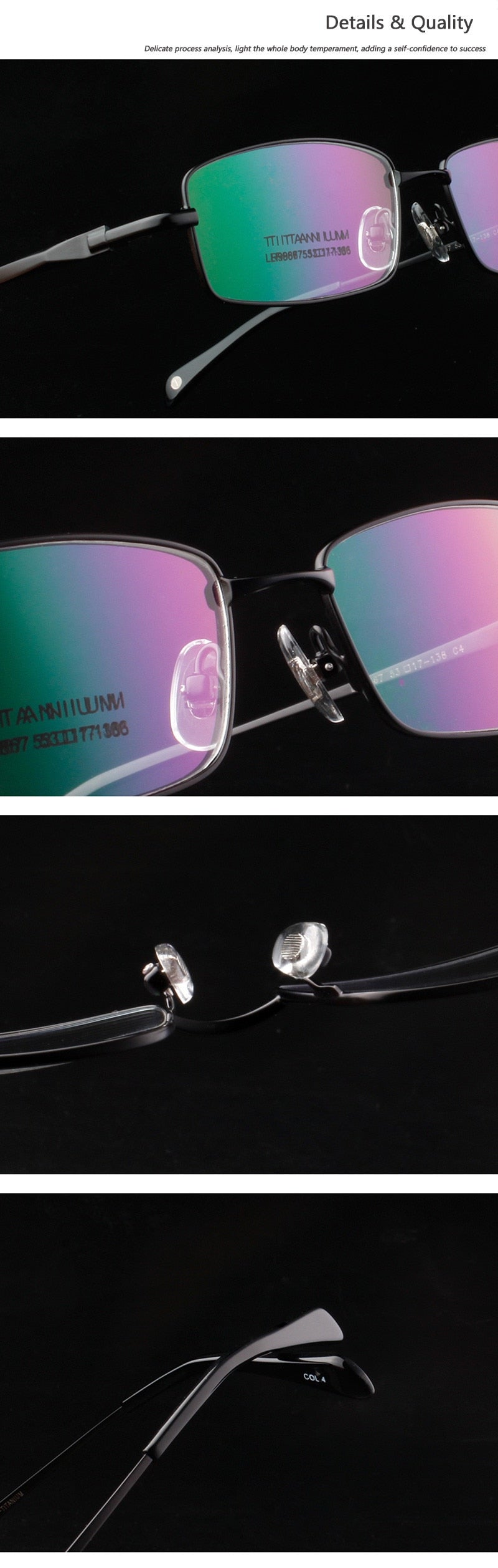 Hotochki Men's Full Rim Rectangular Titanium Frame Eyeglasses 2256 Full Rim Hotochki
