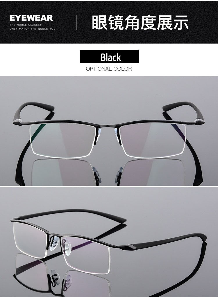 Bclear Men's Browline Semi Rim Eyeglasses Alloy 8190 Semi Rim Bclear