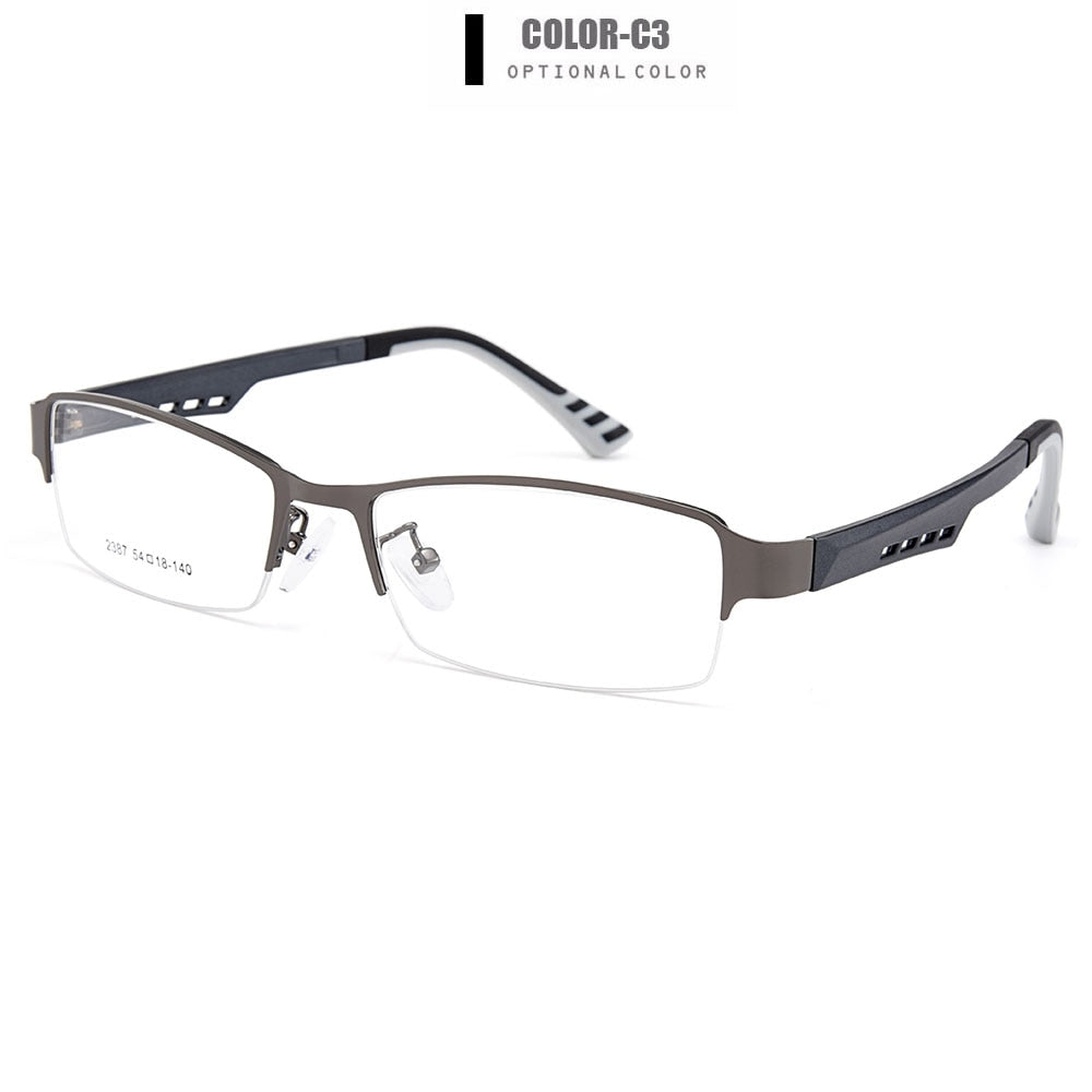 Gmei Men's Semi Rim Square Tr 90 Titanium Alloy Eyeglasses Y2387 Semi Rim Gmei Optical C3