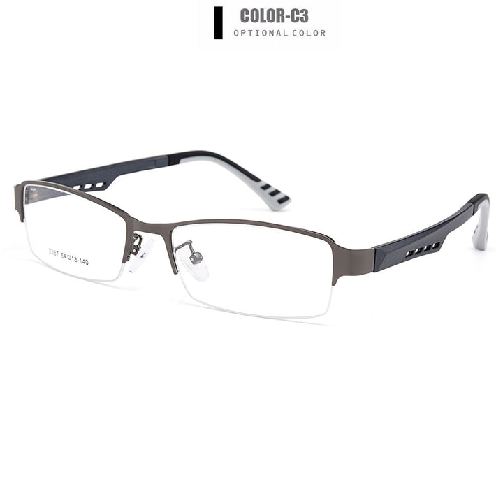 Gmei Men's Semi Rim Square Tr 90 Titanium Alloy Eyeglasses Y2387 Semi Rim Gmei Optical C3