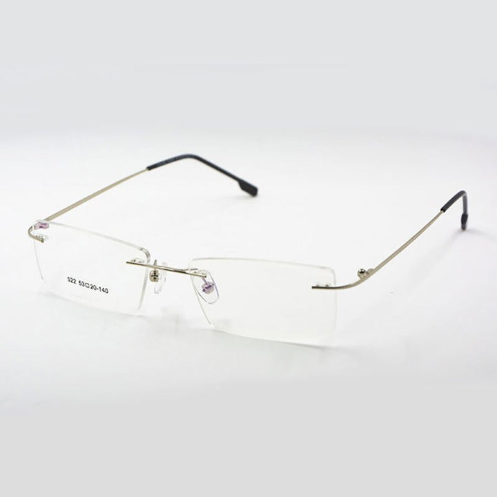 Reven Jate Unisex Rimless Square Titanium Eyeglasses R522 Rimless Reven Jate