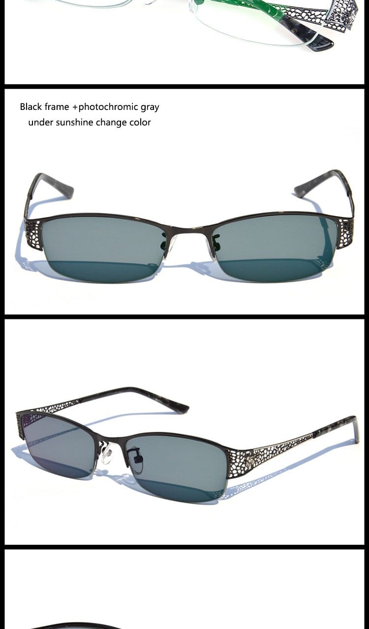 Bclear Women's Alloy Semi Rim Eyeglasses Photochromic P99001 Semi Rim Bclear