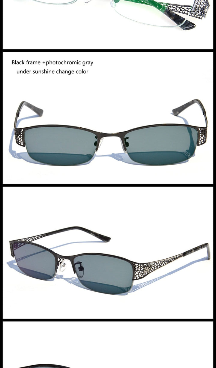 Bclear Women's Alloy Semi Rim Eyeglasses Photochromic P99001 Semi Rim Bclear