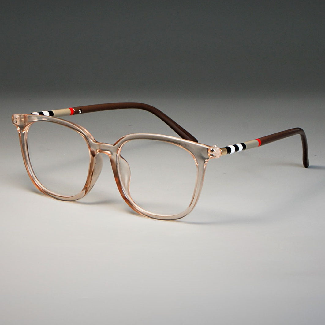 CCspace Unisex Full Rim Cat Eye Tr 90 Resin Frame Eyeglasses 47892 Full Rim CCspace C5 tea clear