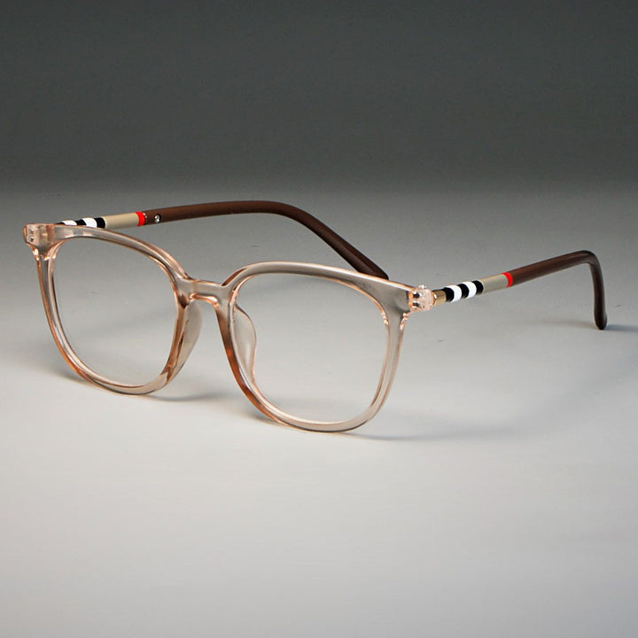 CCspace Unisex Full Rim Cat Eye Tr 90 Resin Frame Eyeglasses 47892 Full Rim CCspace C5 tea clear