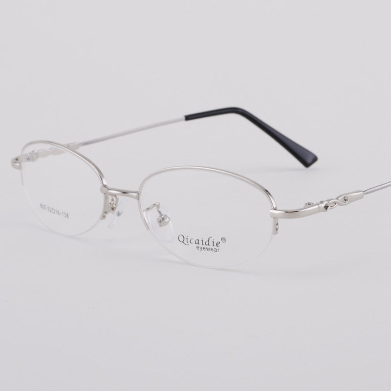 Women's Memory Alloy Semi Rim Frame Eyeglasses 605 Semi Rim Bclear