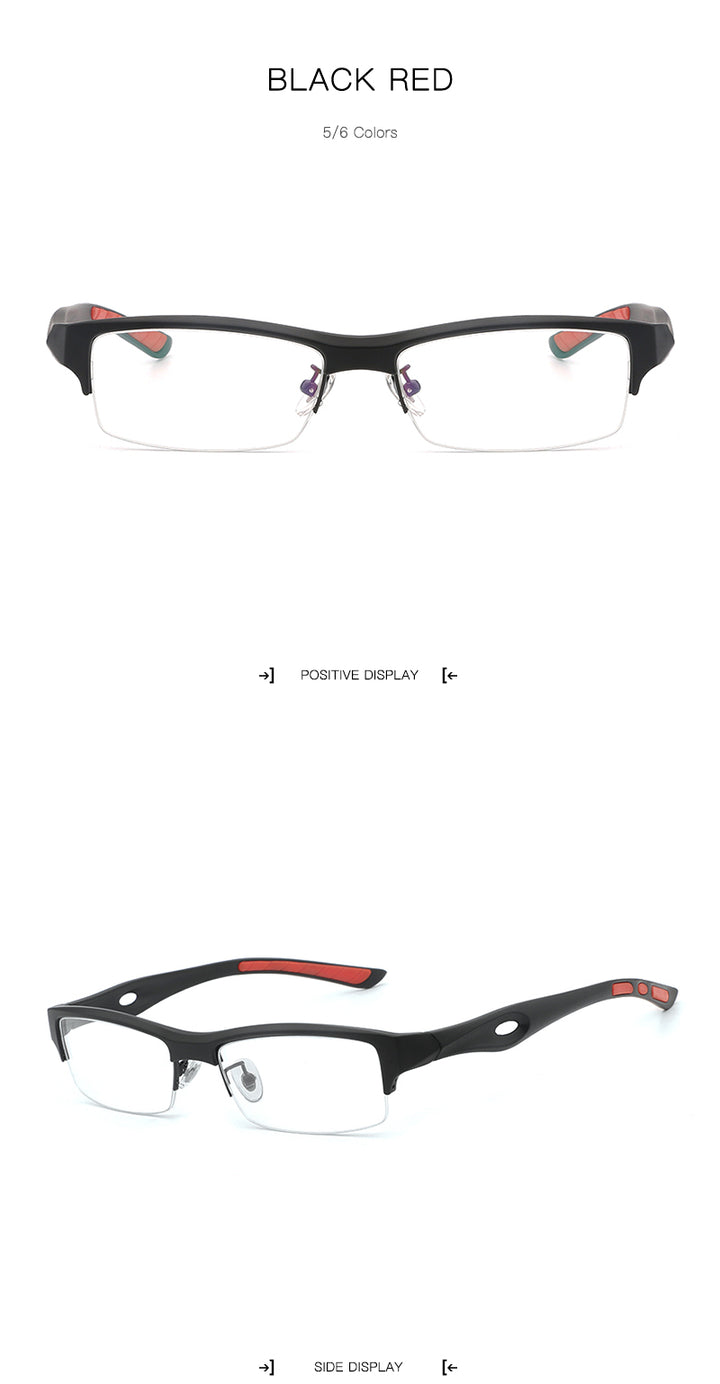 Hdcrafter Men's TR 90 Rectangle Semi Rim Frame Eyeglasses L1077 Semi Rim Hdcrafter Eyeglasses